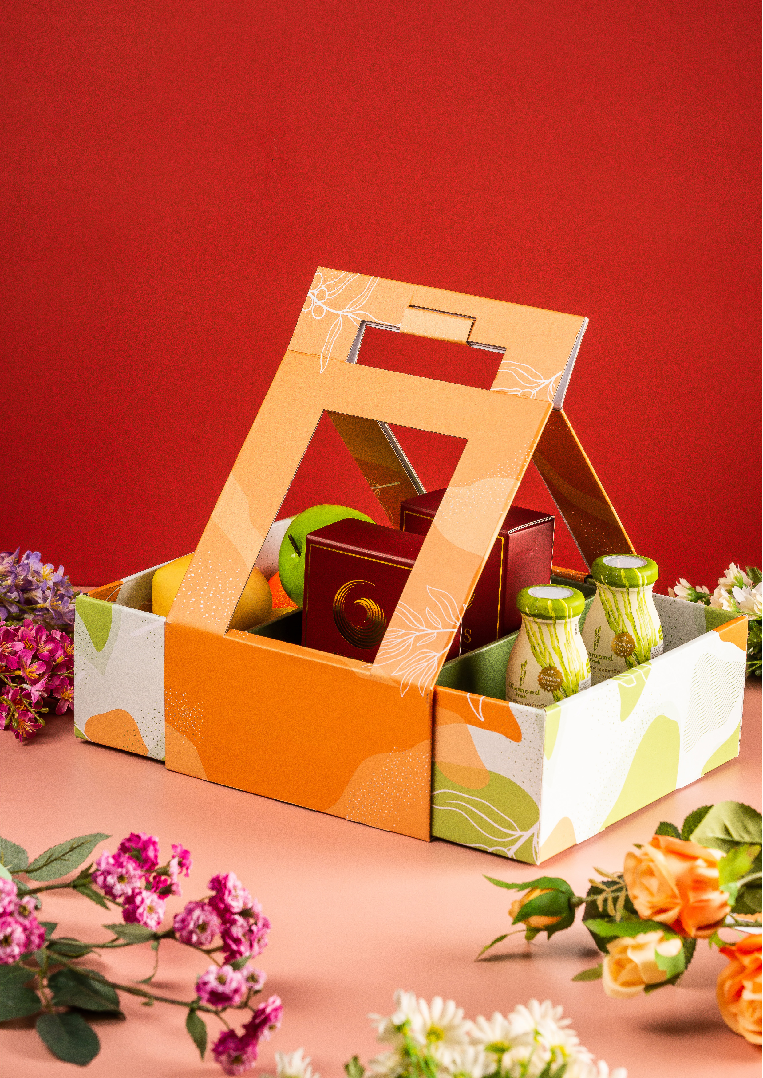 กระเช้ากระดาษ ขนาด 26x35.5x10 cm สีส้ม กระเช้ากระดาษ ขนาด 26x35.5x10 cm สีส้ม
